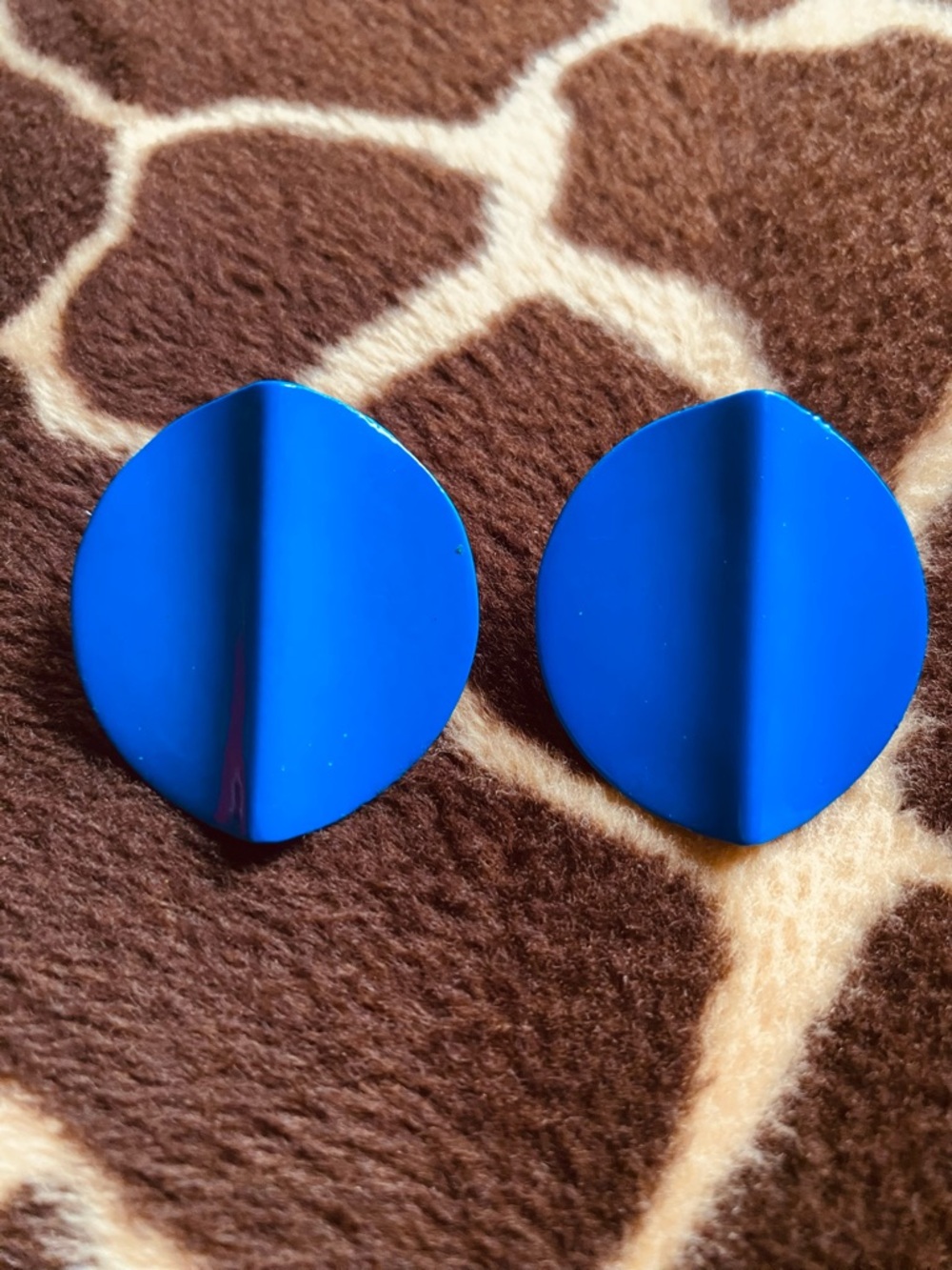 Vintage 80’s Metal Vibrant Blue Earrings